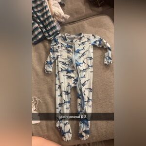 Posh Peanut Blue Shark Print Kids Footie